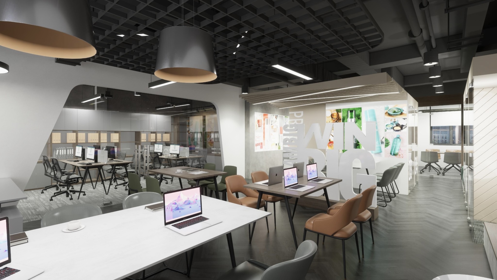 Small office construction plan combined with dynamic creative space