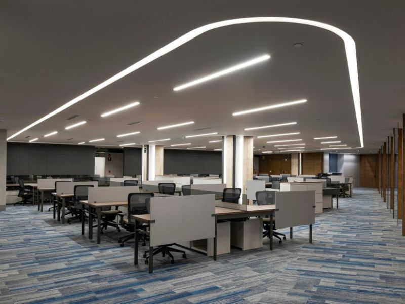 Work space decorated with led lights